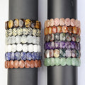 Wholesale Natural Faceted Rectangle Stone Oval Beaded Bracelet Healing Gemstone Elastic Durable Bracelets for Women Gift