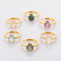 Gold Plated Natural Healing Stones Crystal Gemstone Women Jewelry 925 Sterling Silver Rings for Women