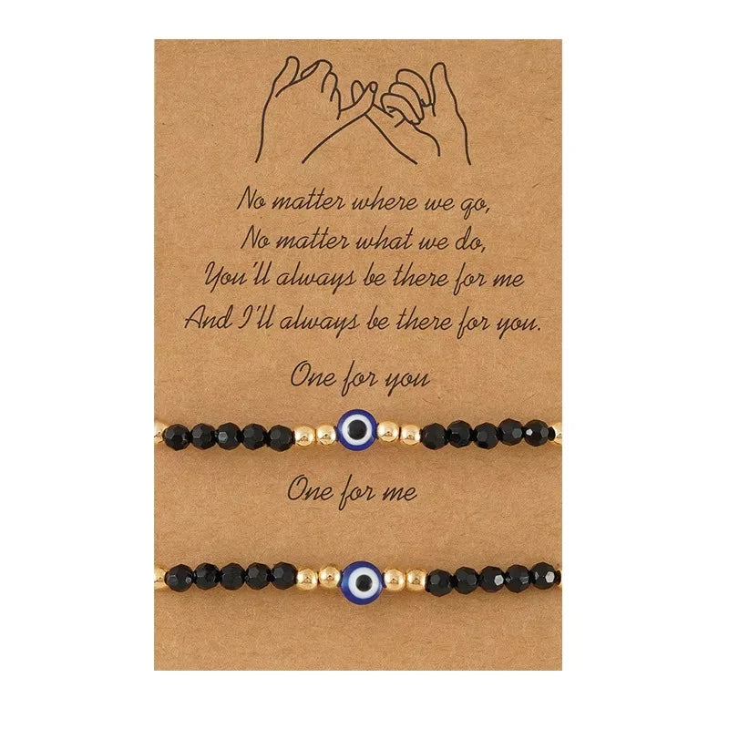 Wholesale Crystal Beaded Blue Devil's Eye Couple Bracelet Lucky Charm Bracelet Making Kit Jewelry