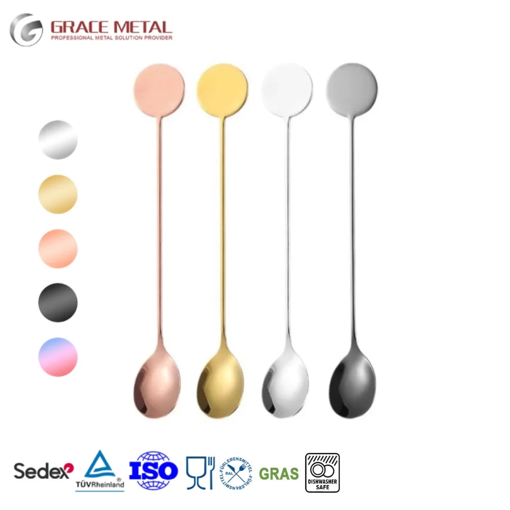 Bar Accessories Food Grade OEM Custom Slim Stainless Steel 304 Paddle Coffee Stir Cocktail Beverage Drink Milk Custom Color