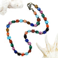 Popular  Bohemian 7 - Color Natural Stone Necklace Simple Stylish Square Granule Popular in Euro - America - Japan - Korea