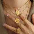 18K IP Gold Plated Stainless Steel Birth Month Flower Necklace for Women Non Tarnish Pendant Necklace
