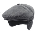 Men Winter Warm Newsboy Ivy Hat Cap Gatsby Earmuff Flat  Driving Thick Beret Hat With Foldable Ear Flaps