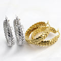 European American Style Women's Ear of Wheat Earrings Medium Gold Hoop Earrings Woman Popular Jewelry Girls