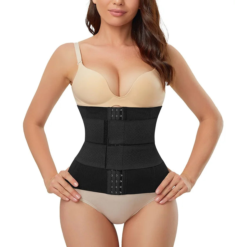 Woman Plus Size Girdle Sin Costura Sheath Double Strap Waist Trainer Belt Tummy Wrap With Hook