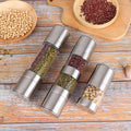 Wholesale Household 2 in 1 Black Pepper Seasoning Jar Manual Stainless Steel Grinding Glass Bottle Salt and Pepper Grinder