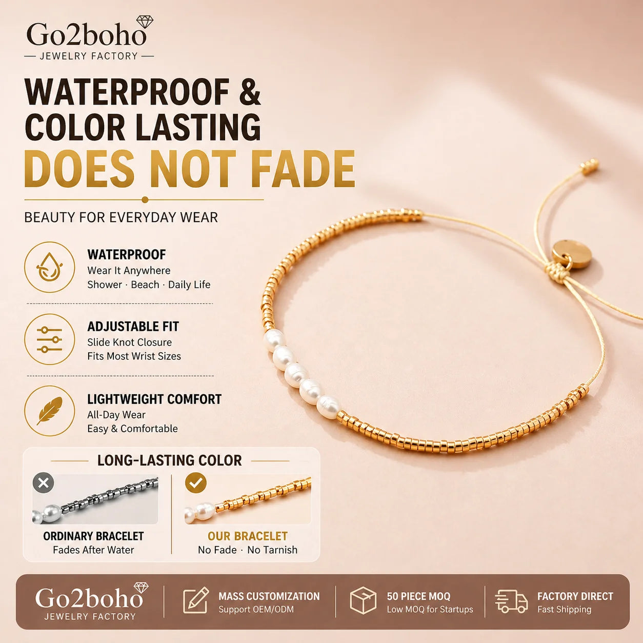 Go2boho Gold Plated Miyuki Bead Freshwater Pearls Friendship Tiny Bracelets for Women Summer Fashion Jewelry Girls Kids Gift