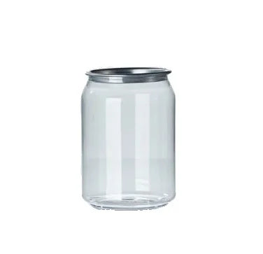 Food Grade Transparent PET Plastic Jar 250ml/500ml Capacity for Soft Drink Soda Beverages Coffee Tea With Aluminum Sealed Lids