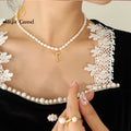 New Natural Freshwater Pearl Beads Necklace With Initial 26 Capital A-Z Bamboo Letter Pendant Necklace for Women