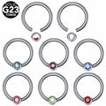 Sexy Children's G23 Titanium Segment Ring Mixed Colors Nose Lip Eyebrow Tongue Ear Ring Orthodox Captive Bead Body Zircon Gold