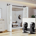 WEKIS 52'' 65'' 76'' 84'' Bi-folding Barn Door Hardware Top Mount Barn Style Roller Folding Track Kit for 4 Doors