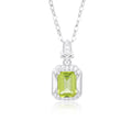 YBO 925 Sterling Silver Link Chain Pendant Necklace Octagon Prongs Setting Trendy Peridot Geometric Shape Engagement Wedding