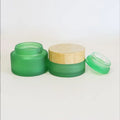 Classic Bamboo and Wood Cap 5g/50g Green Frosted Bottle for Skin Care Cream Facial Cleanser Face Cream and Wigs Packaging