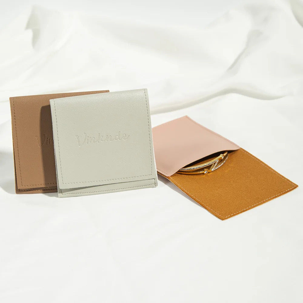 CSMD Chinese Manufacturers Personal Brand Customized Private logo Small Size Envelope PU Leather Embossing Bracelet pink Pouches