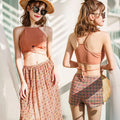 Korean Tankini Set Swimming Suit for Women Print Bikinis Three Piece Holiday Split Swimsuit Female Hot Spring Bathing Suit New