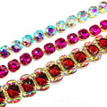 Luxury Crystal AB Gold Trim Chain Sewing Accessories Clothing Rhinestone Trimming for Plus Size Women Clothing Processing
