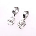 Trendy Stainless Steel Pendant Earrings with CZ Zircon for Women Sweet Couple Fashion Accessories for Anniversary