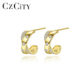 CZCITY New Jewelry Trending Erring Woman Fine Statement Hoop 14K Gold Ear Cuff Earring 925 Silver