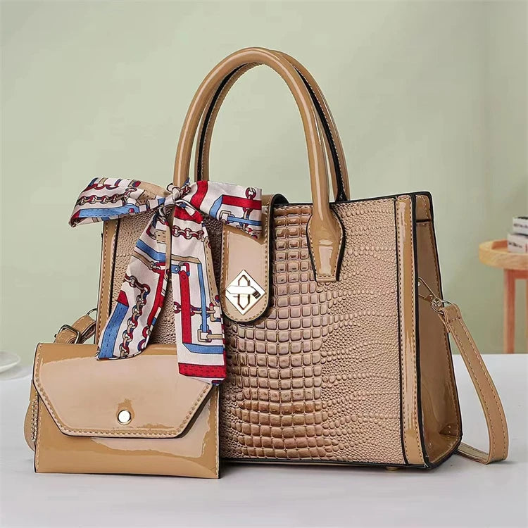 2025 Oem Big White Ladies Designer Quality Luxury Hand Bag Leather Women Full Set