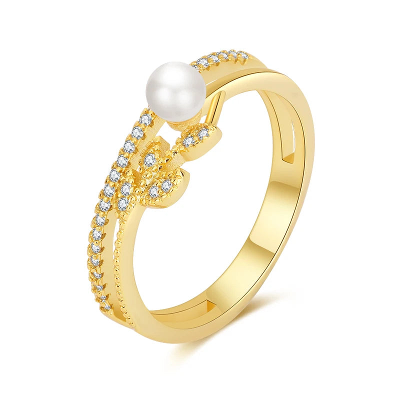 2022 Rings Jewelry Women Wedding Bands Gold Plated Pearl Ring Non Tarnish Gold Rings