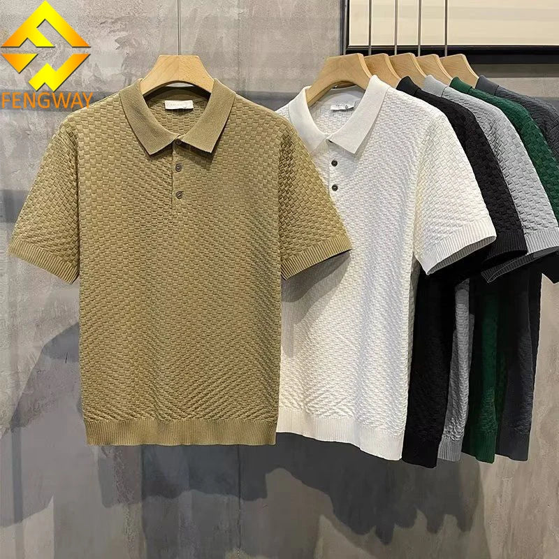Custom Casual Regular Fit Short Sleeve Solid Blank Men's Pullover Knitwear Shirt Polyester/Cotton Eco-Friendly Breathable
