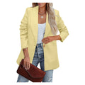 Women's Business Suits Long Sleeve Open Front Office Blazer Jacket Notched Collar Pleated Decoration Single Breasted Closure