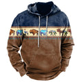 Fitspi Vintage Indian Style Men's Hooded Sweatshirt Unisex Pullover  New Casual Street Top Wholesale Oversize
