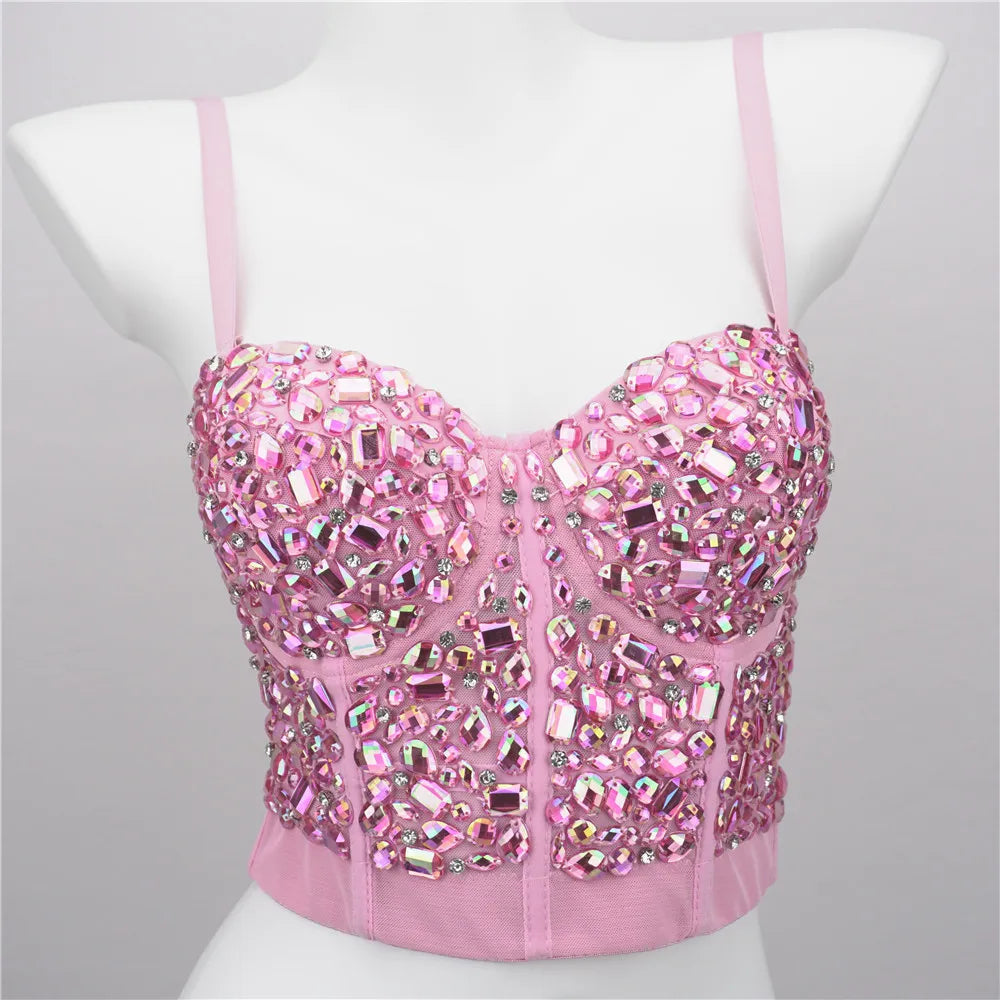 Slim Top Acrylic Strap Steel Ring Fishbone Chest Annual Valentine's Day Stage Corset Woman