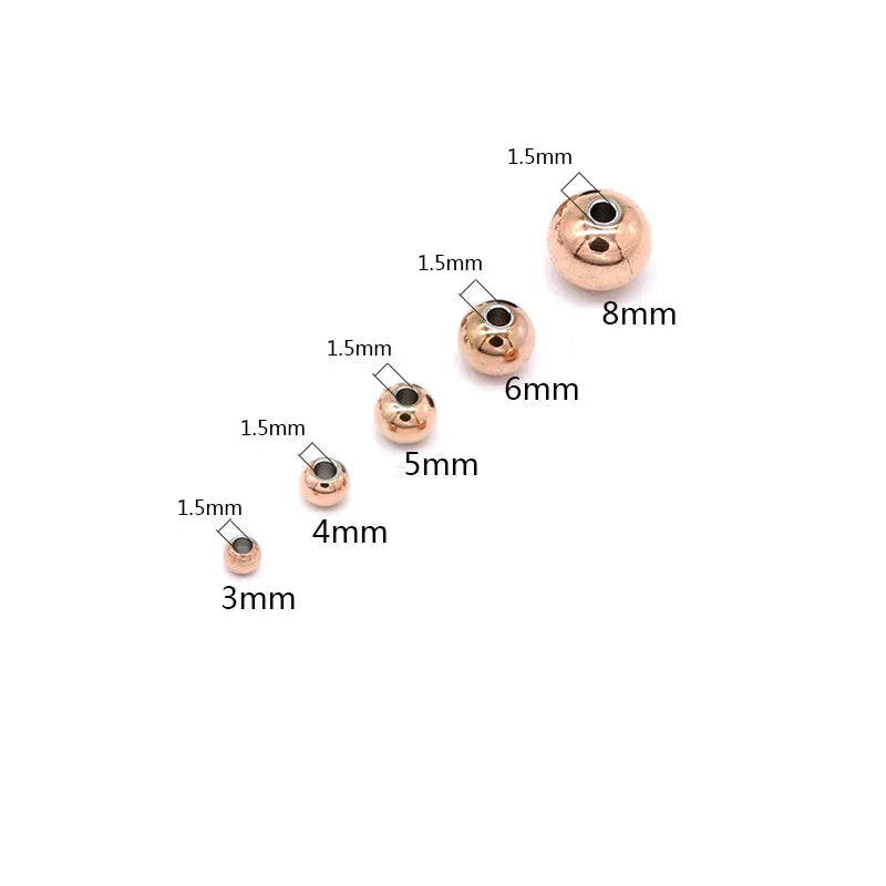 PVD Gold Stainless Steel Round Shape Spacer Hole Beads for Fashion Jewelry Beads Findings Making DIY