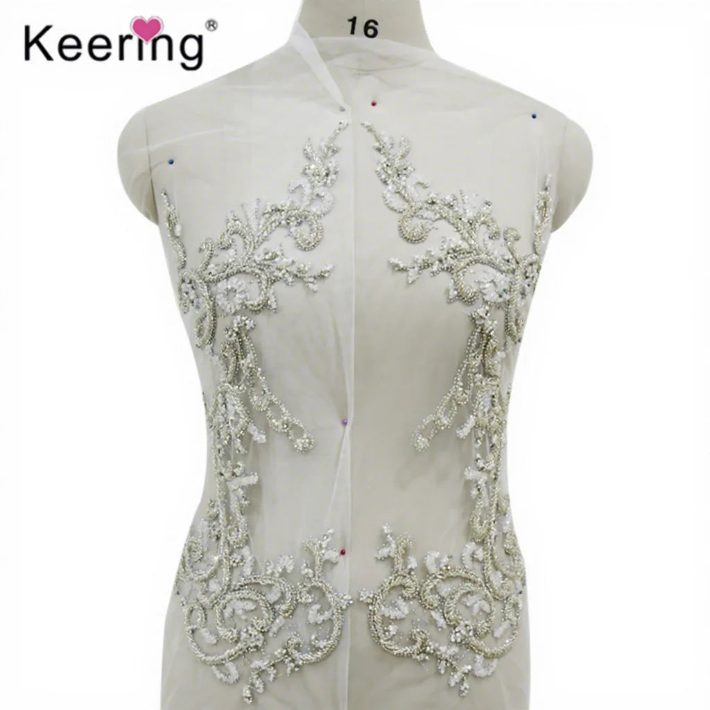 Sew on Diamond Full Body Rhinestone Bodice  Applique for Bridesmaid Bridal Dress Evening Dress