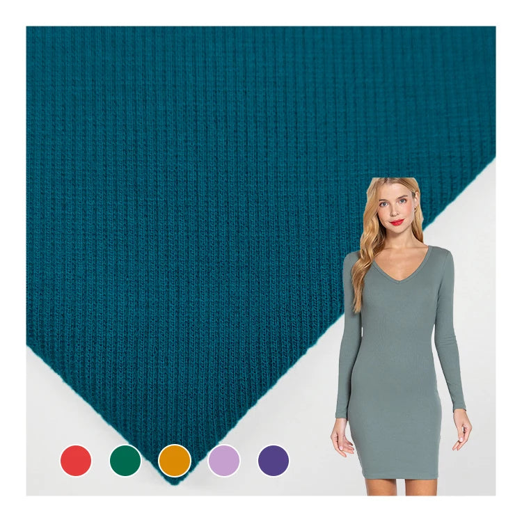 Hot Selling Solid Soft 95% Polyester 5% Spandex Material Knitted Ribbed Fabric for Garment