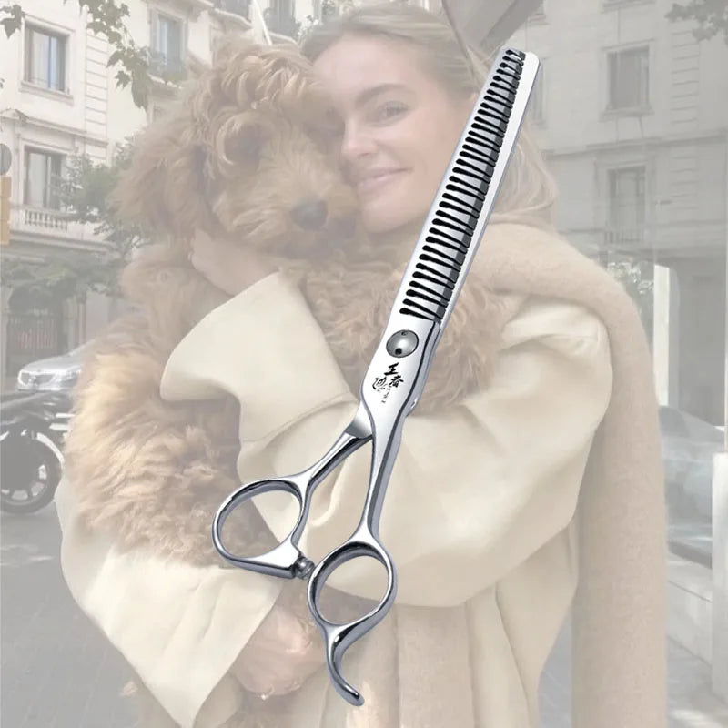 Fenice VG10 Steel 7 Inch 3D Gradient Traceless Teeth Pet Grooming Scissors Dog Grooming Chunker Scissors Thinning 70%