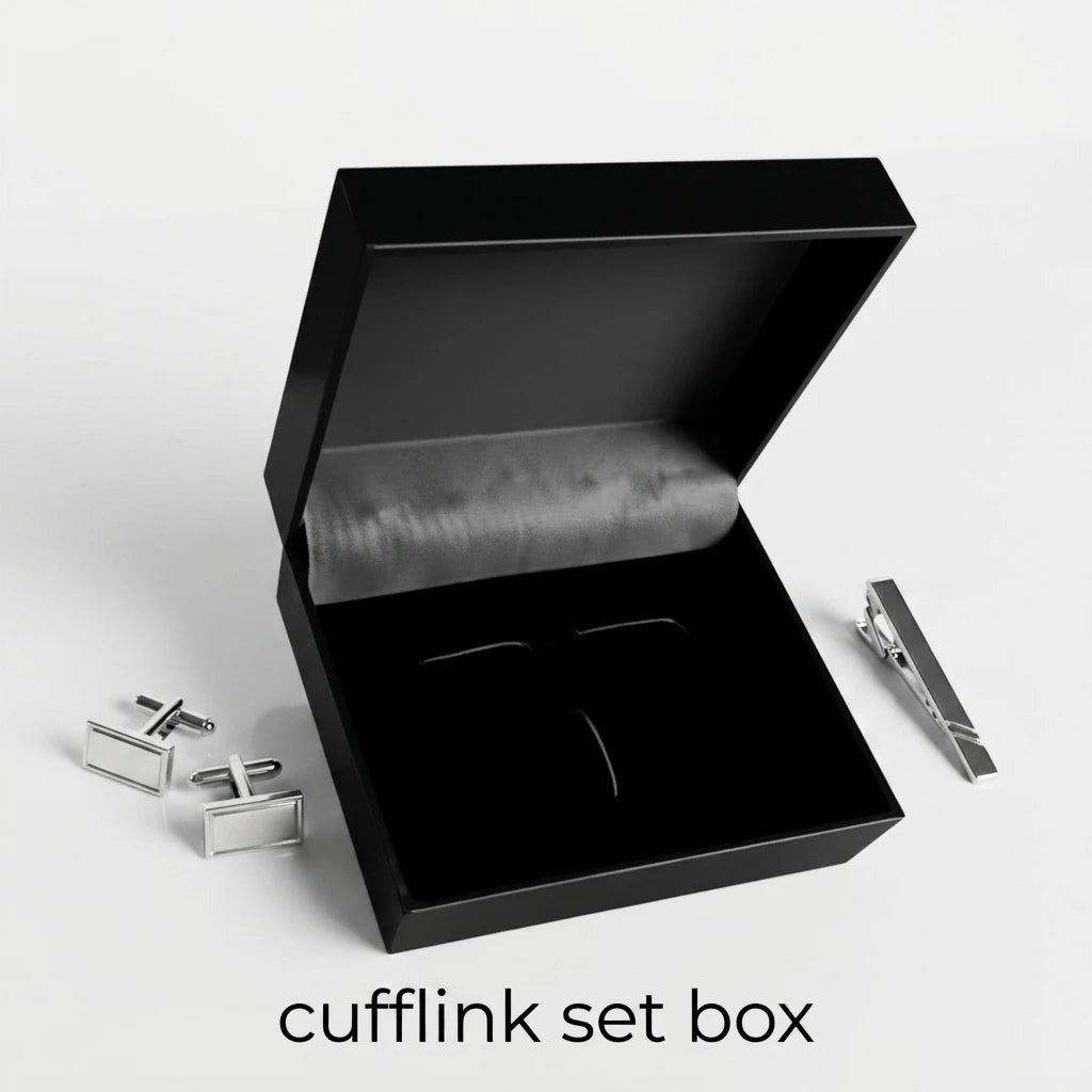High Gloss Men's Accessory Gift Box Lustrous Satin Lined Cufflink Tie Clip Box Leatherette Paper Jewelry Display Packaging Case