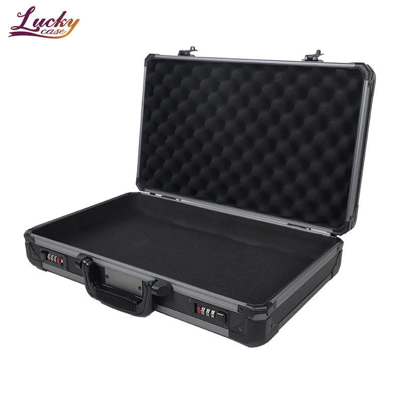 Gunmetal Grey Hard Carrying Case Portable Large Aluminum Tool Storage Box Customizable Aluminum Case