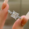 Huitan Imitate Moissanite Silver Women Engagement Rings Princess Cut Cubic Zirconia CZ Wedding Promise Rings