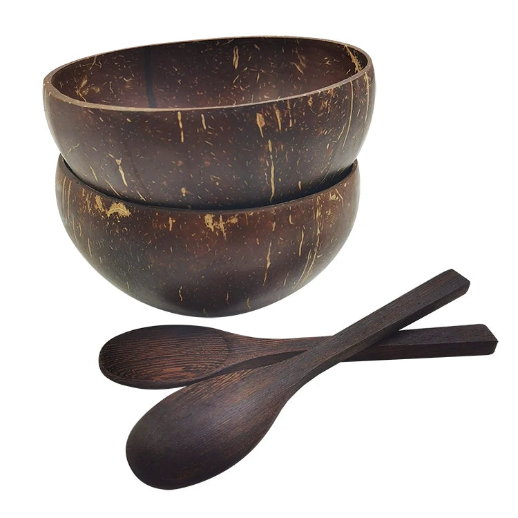 Wholesale China Natural Hand Made Polished Eco-Friendly Small Coconut Shell Serving Bowl and Spoon for Business Gifts