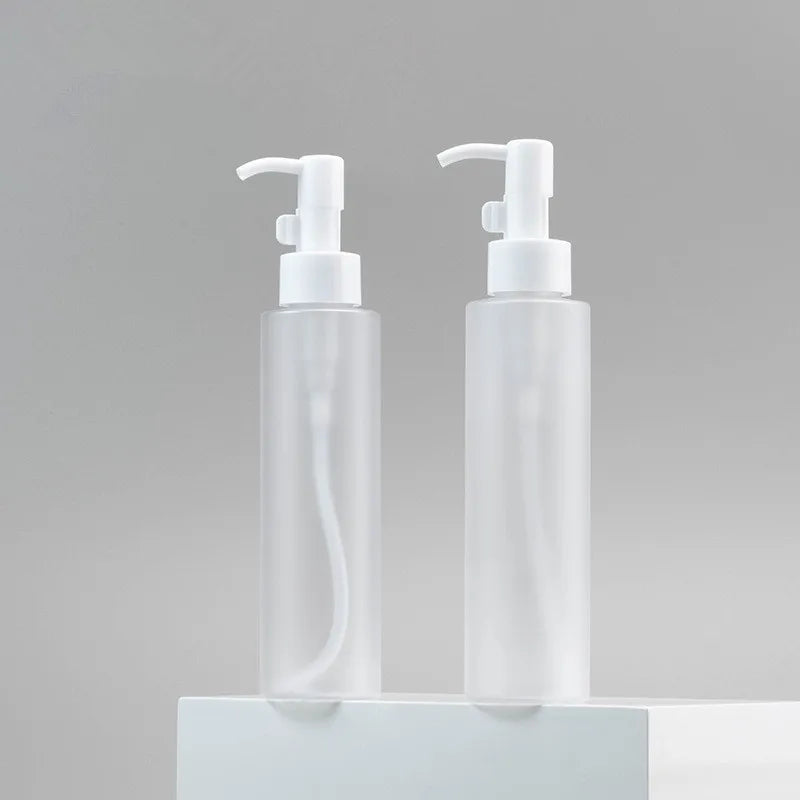 Simple Design Empty 150ml Flat Shoulder Lotion Body Oil Frosted PET Plastic Pump Bottles