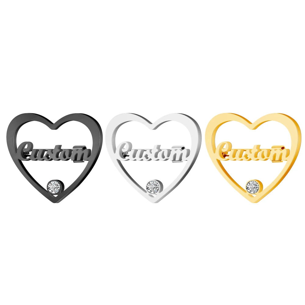 Factory Customized Name and Birthstone Stainless Steel Fashion Jewelry Brooches