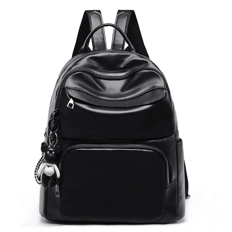 2024 Black Leather Cute Travel College  Mini Backpacks for Women Fashionable