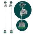 Womens Ladies Fashion Alloy Green Enameled Jhumka Pendant Dangle Drop Earrings Jewelry