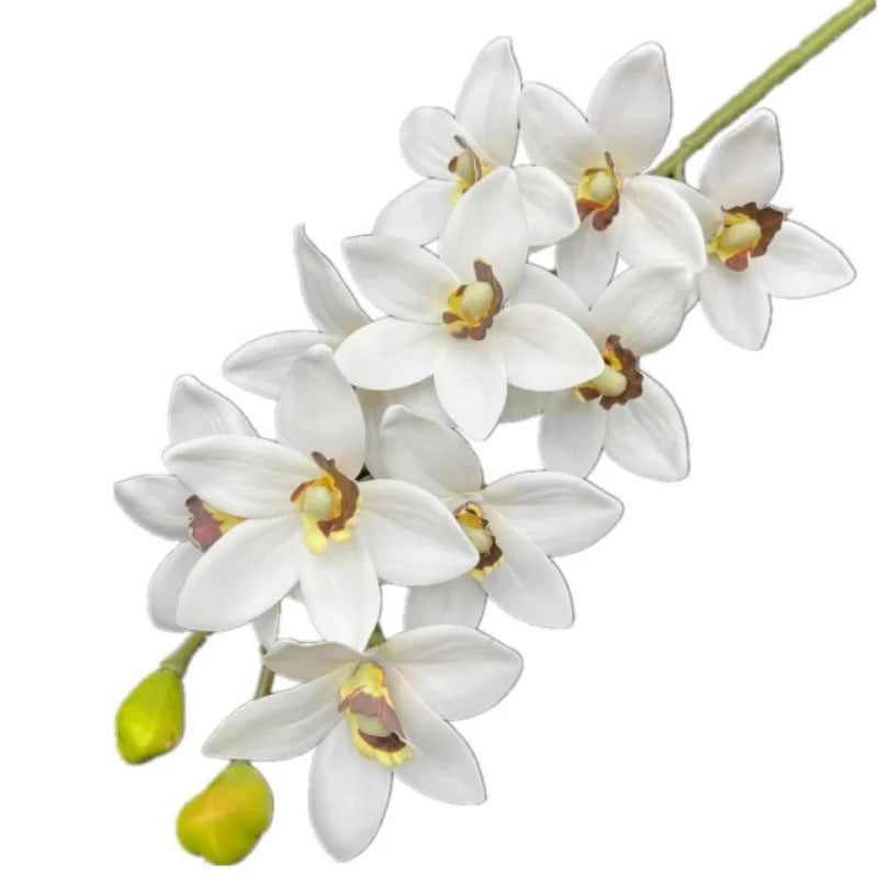 Artificial Cymbidium Hookerianum Flower Branch Real Touch Tropical Phalaenopsis Tiger Orchid Plant Bridal Wedding Bouquet Decor