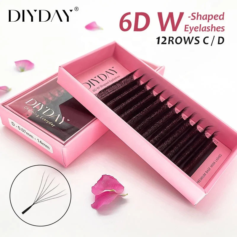 DIYDAY Qingdao 6D W C D Curl 8-14Mix Individual Eyelash for Lashes Private Labeling Lashes Private Labeling