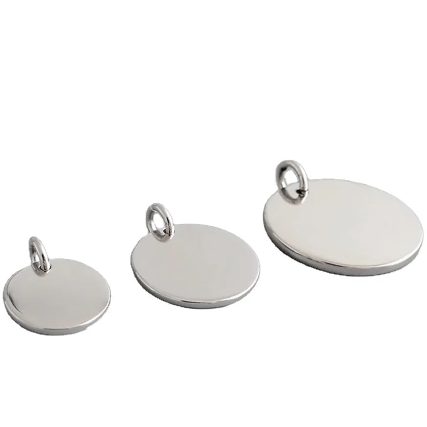 925 Sterling Silver  Round Coin Charms Pendants Women Jewelry