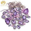 Wholesale HFour 3D Glass Drop Shape Crystal Violet Mixed Loose Flatback Rhinestones Cup Chain Pearls DIY Sew-On Technique for