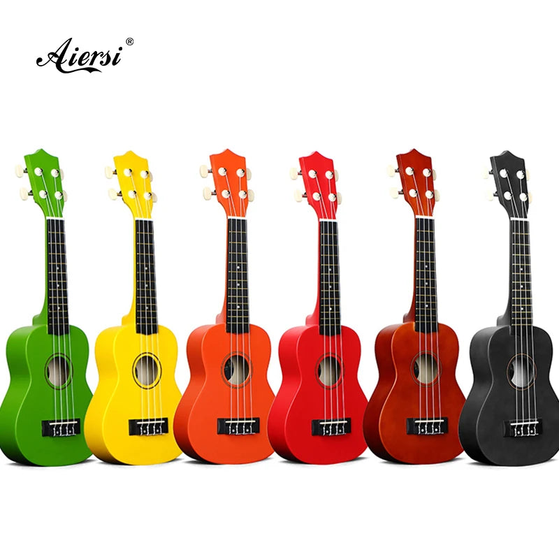 Aiersi Brand All Lindenwood soprano Ukulele Wholesale Price Colorful 21Inch Ukulele Custom logo String Instrument Cheap Price