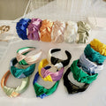 Women's New Design Cross Satin Knot Headband Fashion Solid Color Thick Wide Hairband Hair Accessories for Girls
