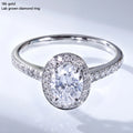 18K White Gold Cathedral Design 0.86ct Oval Halo Lab Grown Diamond Ring IGI Certified for Wedding or Engagement