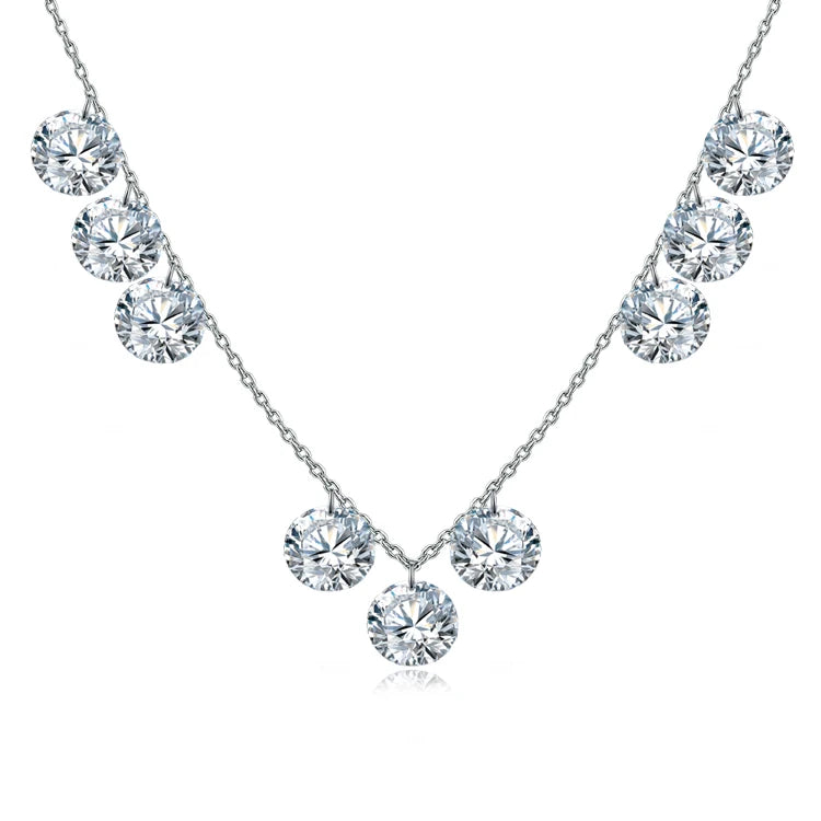 Customized Round Cut Cubic Zirconia Charm Necklace Jewelry 925 Sterling Silver Necklaces for Women
