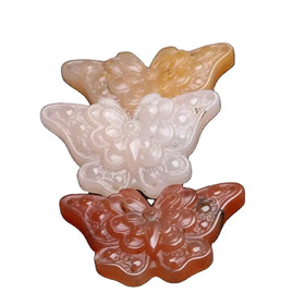 Diy Carved Crystal Crafts Natural Reiki Crystal Butterfly Healing Crystal Stones Butterfly Carving for Decoration