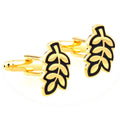 Wholesale Gold Leaf Enamel Novelty Cufflinks Custom Mens Suit Shirt Fashion Accessory Wedding Tuxedo Trendy Jewelry Gift Set